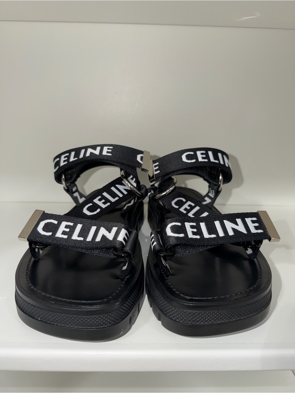 Authentic Celine Leo Strappy Logo Sandals